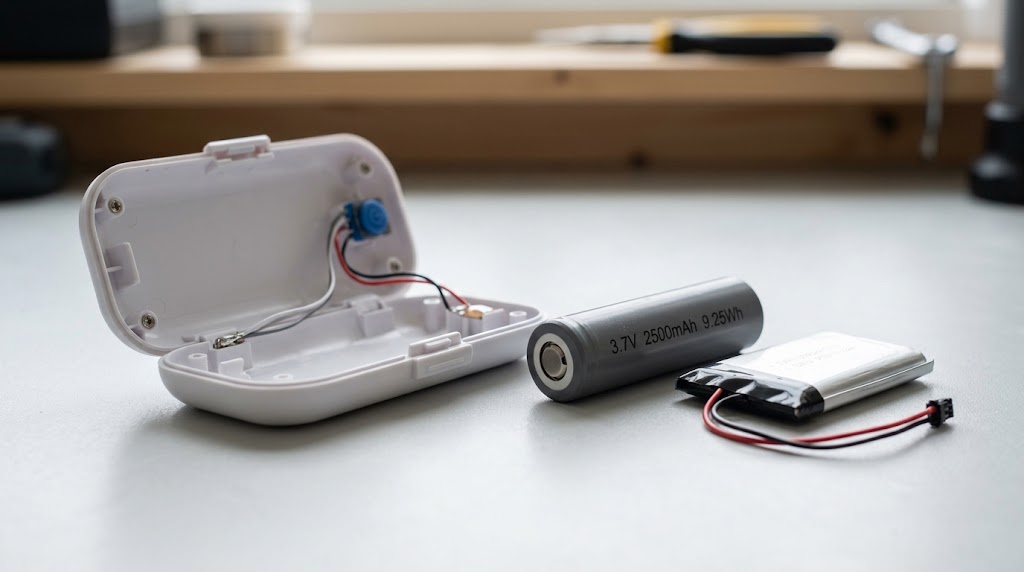 充電式カイロの内部に使われるリチウムイオン電池のイメージ